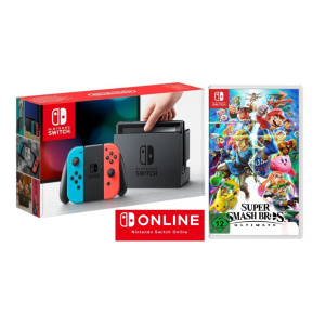 Switch + Super Smash Bros. Ultimate + 3 mesi online – Console portatile 15,8 cm (6.2 ) 32 GB Wifi, Nero, Blu, Rosso – Ricondizionato – Condizioni eccellenti