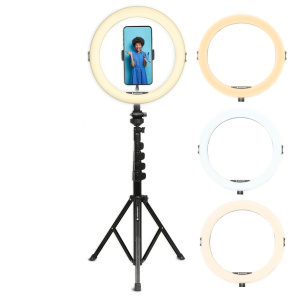 AgfaPhoto Luce anulare Realiview ARL11XL Luce anulare a LED con treppiede – Luce per cellulare, foto, selfie, video, Youtube, make-up, TikTok – nuovo