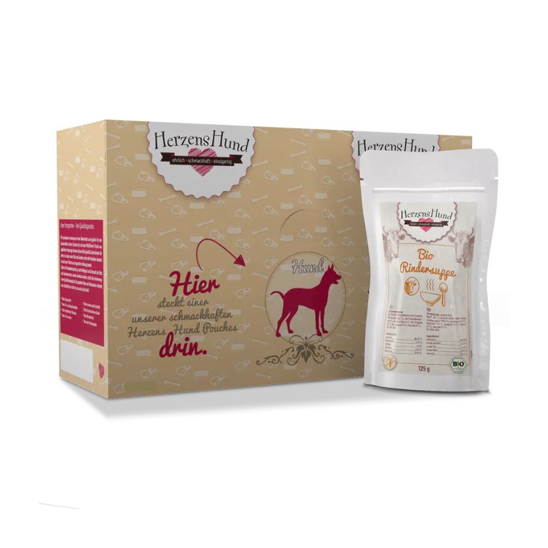 Herzens Hund Zuppa di Manzo Biologico per Cani - 125 g