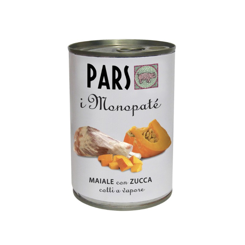 Pars Monopaté Maiale e Zucca per Cani e Gatti - 395 g, 12 pezzi