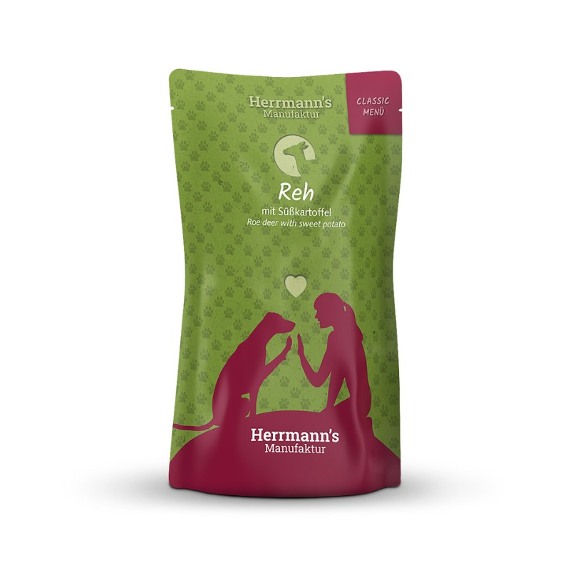 Herrmann's Classic Cervo Bio con Patate Dolci per Cani - 130 g, Singola