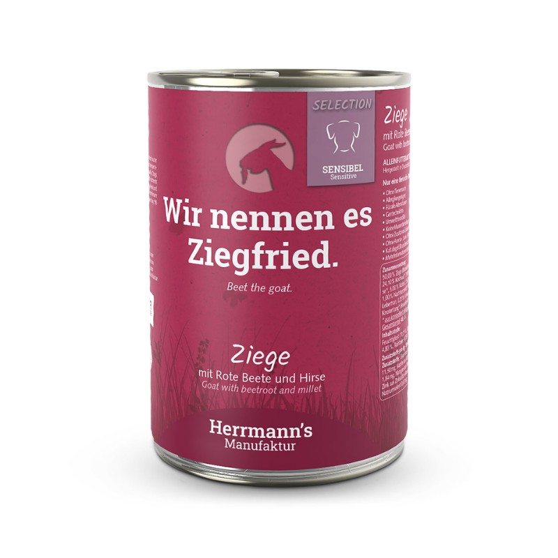 Herrmann's Selection Capra con Barbabietola e Miglio per Cani - 400 g, 12 pezzi