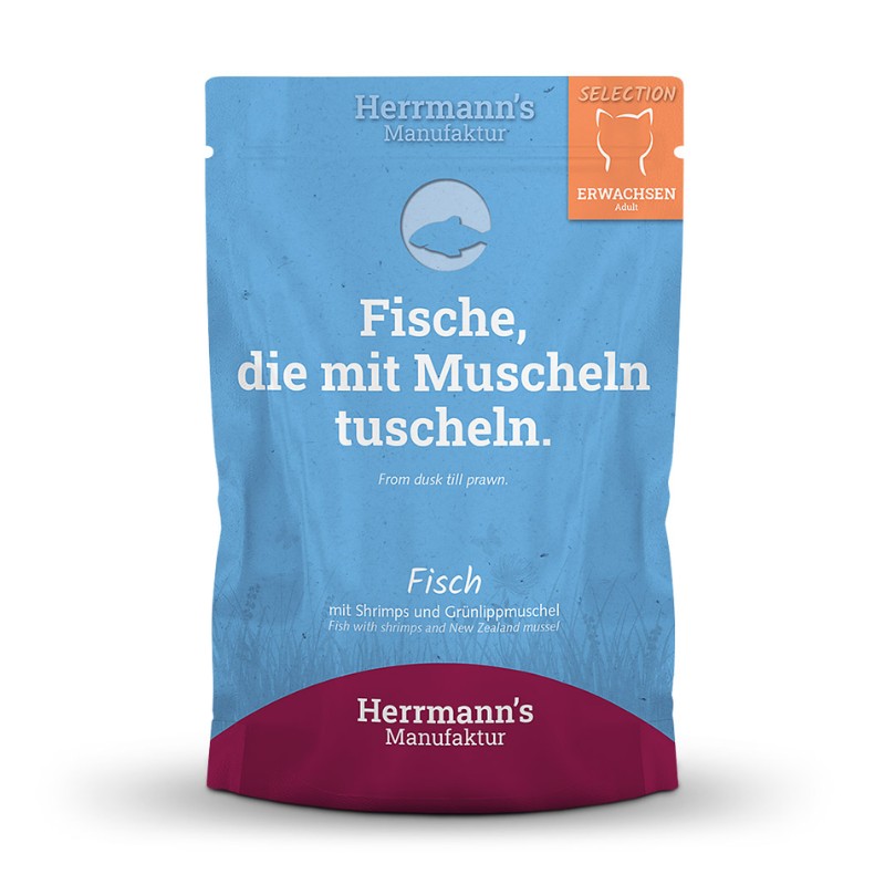 Herrmann's Selection Pesce con Gamberi e Cozze per Gatti - 100 g, Singola