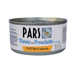 Pars Monoproteico Filettini al Naturale Tonno con Prosciutto di Pollo per Cani e Gatti 85gr – 85 g, 12 pezzi
