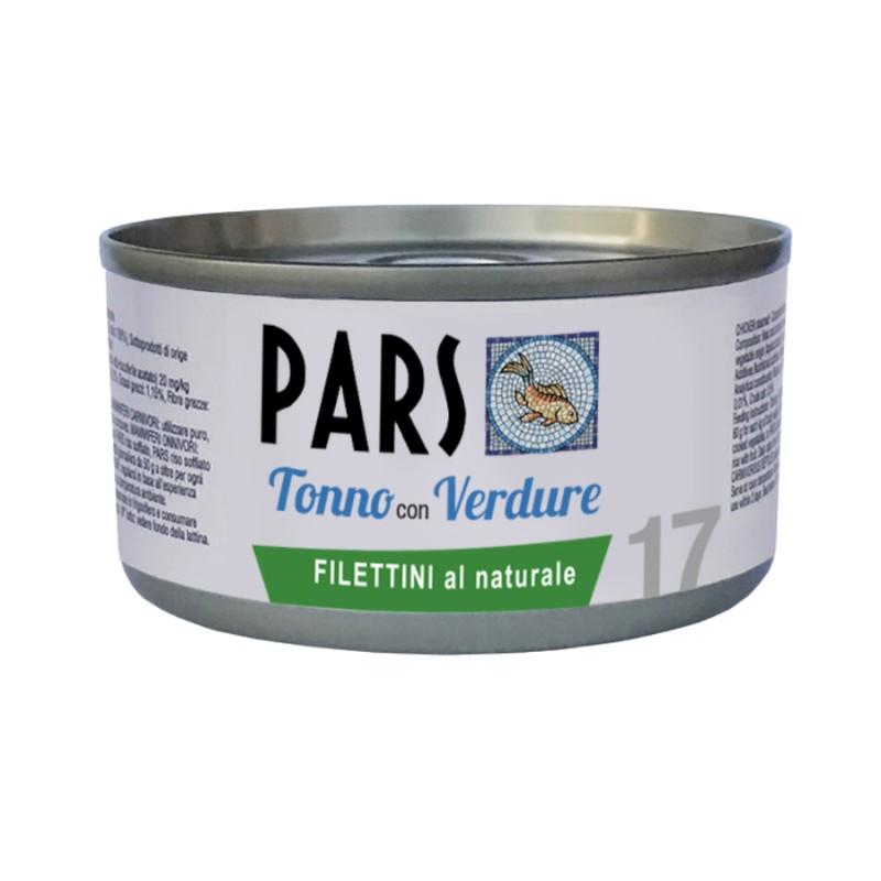 Pars Monoproteico Filettini al Naturale Tonno con Verdure per Cani e Gatti 85gr - 70 g, 12 pezzi