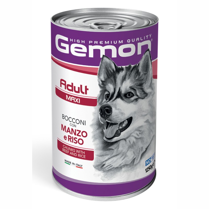 Gemon Adult Maxi Bocconi con Manzo e Riso per Cani - 125 g