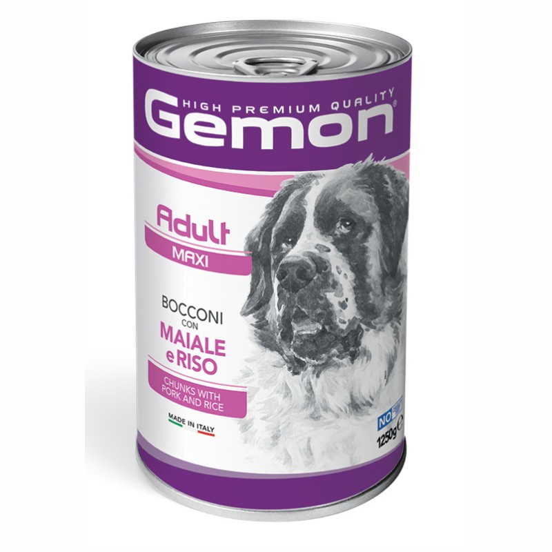 Gemon Adult Maxi Bocconi con Maiale e Riso per Cani - 1250 g