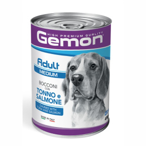 Gemon Medium Adult Bocconi con Tonno e Salmone per Cane – 415 g