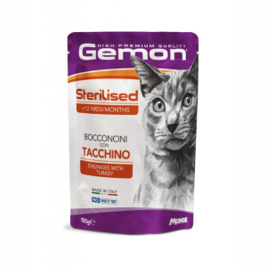 Gemon Sterilised Bocconcini con Tacchino per Gatti – 100 g