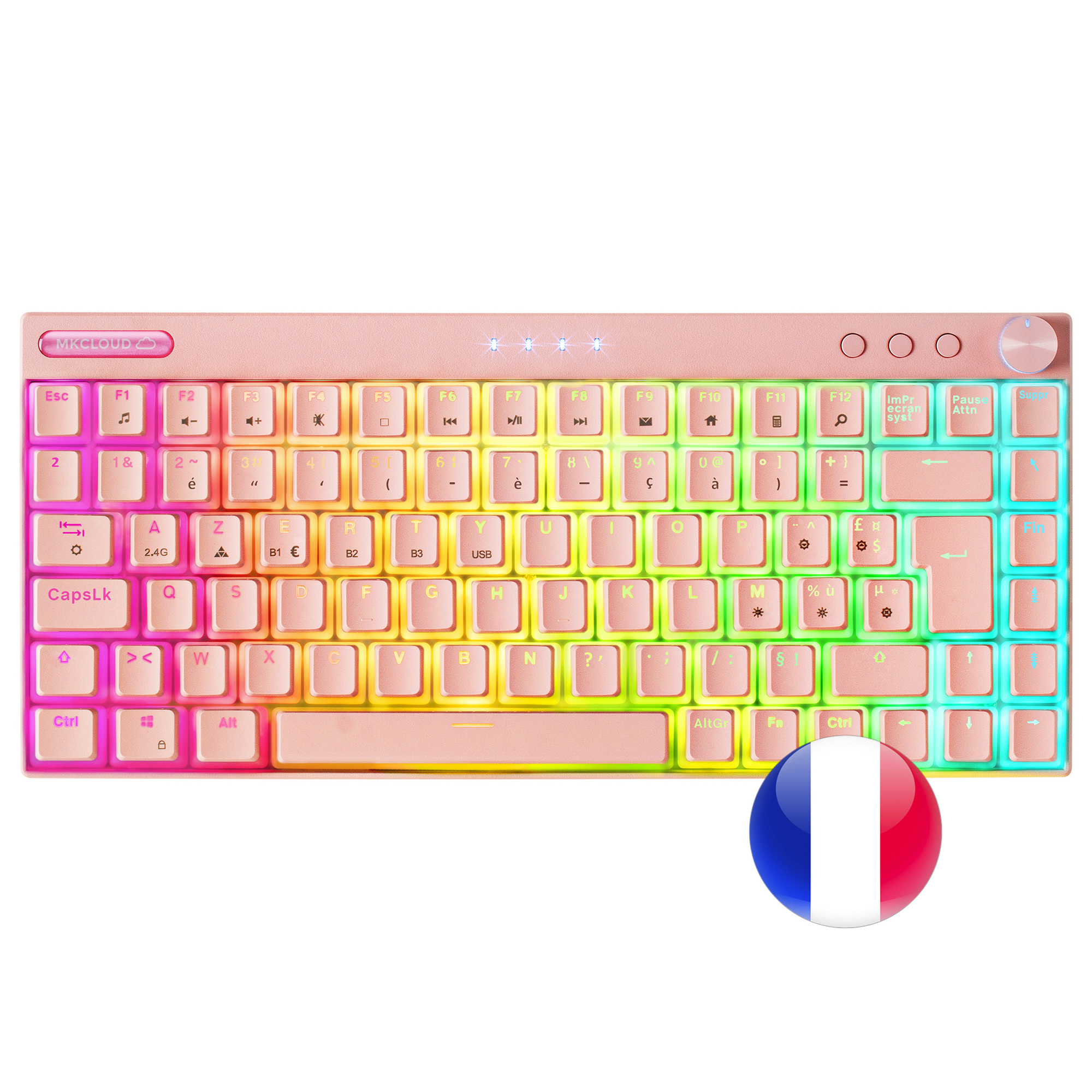 Mars Gaming MKCLOUDPRFR Tastiera francese AZERTY USB + Bluetooth Rosa - nuovo