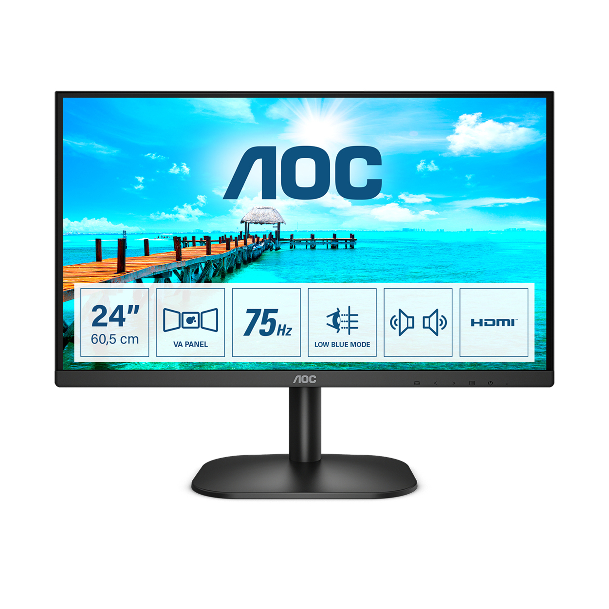 AOC B2 24B2XDAM Display LED 60,5 cm (23,8 ) 1920 x 1080 pixel Full HD Nero - nuovo
