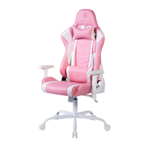 DELTACO GAMING – LINEA ROSA – Poltrona da gioco, base in alluminio, pelle PU rosa, max 90kg – nuovo