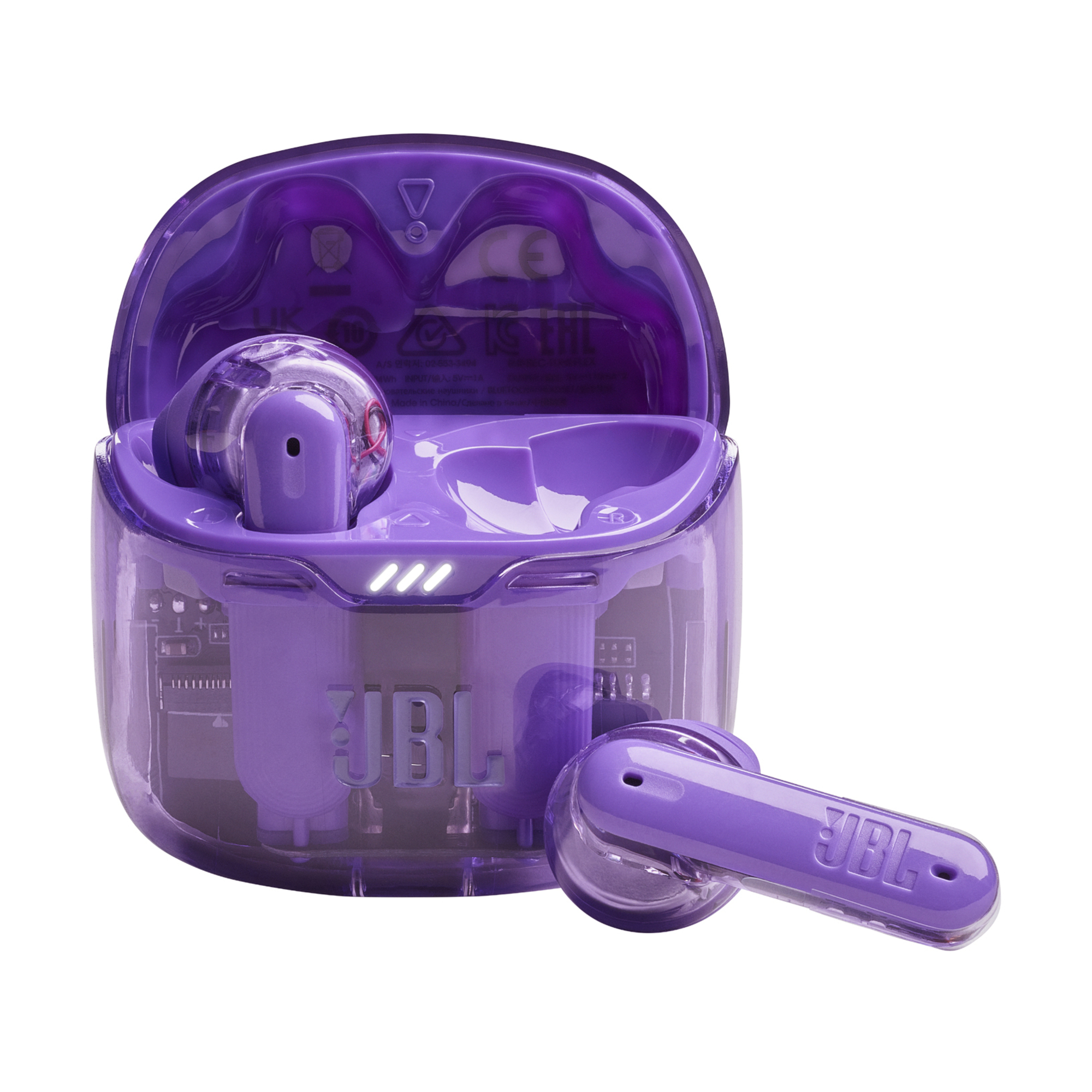 JBL Tune Flex Ghost Edition Cuffie stereo senza fili (TWS) Bluetooth per chiamate/musica Viola, traslucido - nuovo