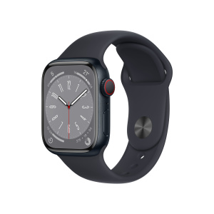 Watch Series 8 OLED 41 mm – Cassa in alluminio da mezzanotte – GPS + Cellulare – Banda sportiva – Mezzanotte – nuovo