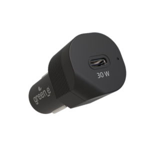 GREEN-E GR6076 – Caricabatterie da auto USB-C dal design ecologico da 30 watt – nuovo