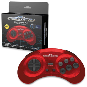Retrobit – Sega Mega Drive CRIMSON RED 8 pulsanti controller wireless 2.4Ghz – Dongle USB/Porta originale – nuovo