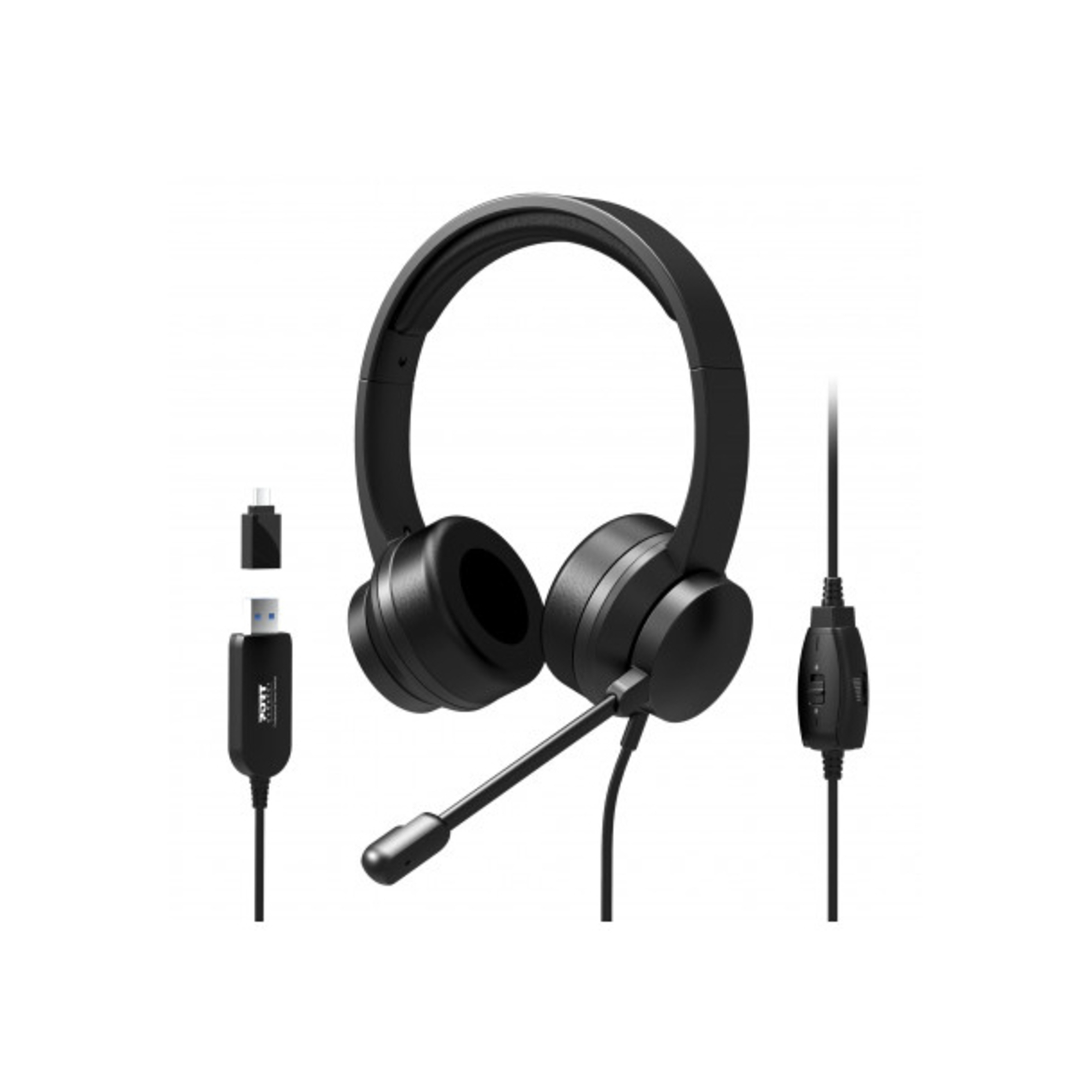 Port Designs 901605 Cuffie cablate con archetto USB Type-A Nero - nuovo