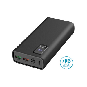 PLATINET Banca di alimentazione 20 000 mAh Polimero PD 3.0 QC 3.0 Schermo LED Nero – nuovo