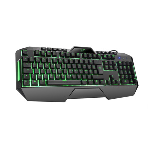 Gamium Ultra Slim Wired Gamer Keyboard, tastiera da gioco USB ergonomica retroilluminata a LED con scorciatoie multimediali per PS4, PC, desktop, giochi – AZERTY – nuovo