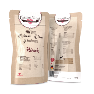 Herzens Hund Cervo con Verdure Bio Umido per Cani – 130 g