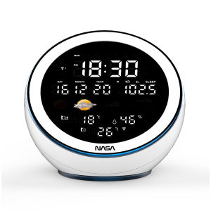 NASA – Stazione meteorologica – Altoparlante Bluetooth WSP1500 Bianco – Fornito con adattatore di rete – RICONDIZIONATO – nuovo