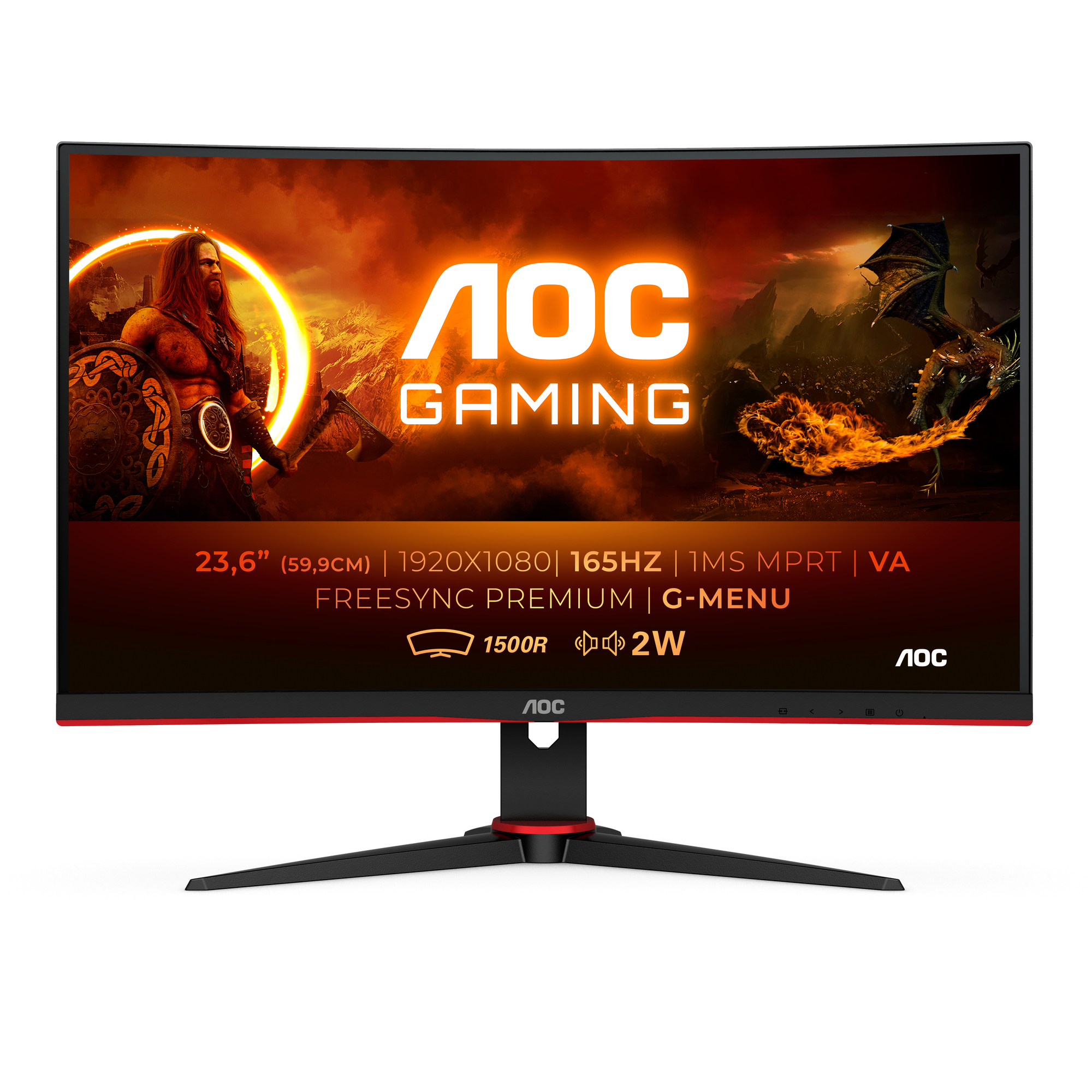 AOC G2 C24G2AE/BK 59,9 cm (23,6 ) 1920 x 1080 pixel Full HD LED Monitor PC a schermo piatto Nero, Rosso - nuovo