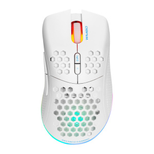 DELTACO GAMING - WHITE LINE WM80 - Mouse ottico da gioco senza fili 4800 DPI, 1000 Hz, ultra leggero, RGB, 7 pulsanti - nuovo