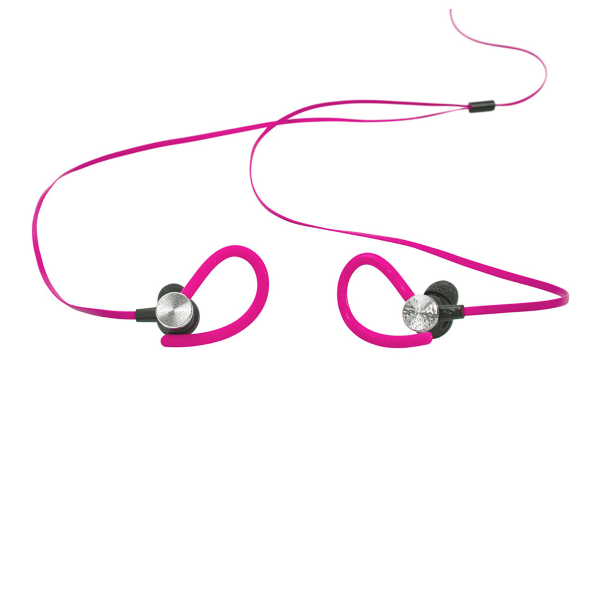 Auricolari impermeabili sportivi rosa In-ear, cavo piatto Earloop - nuovo