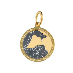 Medaglia Ciondolo da Battesimo Oro Giallo e Bianco GL100024