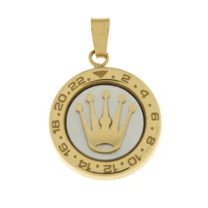 Ciondolo Corona Orologio Oro Bianco Giallo GL102022