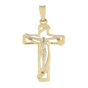 Croce Uomo Oro Giallo Bianco GL100505