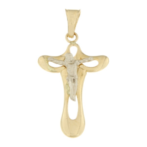 Croce Uomo Oro Giallo Bianco GL100506