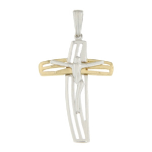 Croce Uomo Oro Giallo Bianco GL100519