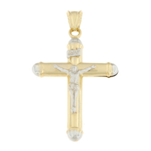 Croce Uomo Oro Giallo Bianco GL100522