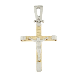 Croce Uomo Oro Giallo Bianco GL100536