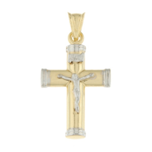 Croce Uomo Oro Giallo Bianco GL100537