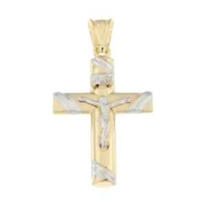 Croce Uomo Oro Giallo Bianco GL100539