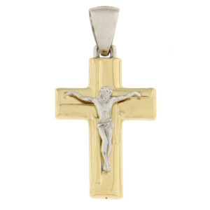 Ciondolo Croce Oro Giallo Bianco GL100836
