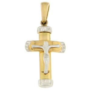 Ciondolo Croce Oro Giallo Bianco GL100839