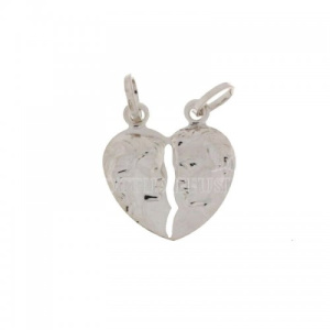 Ciondolo doppio con Cuore spezzato da spezzare Oro bianco 803321703257