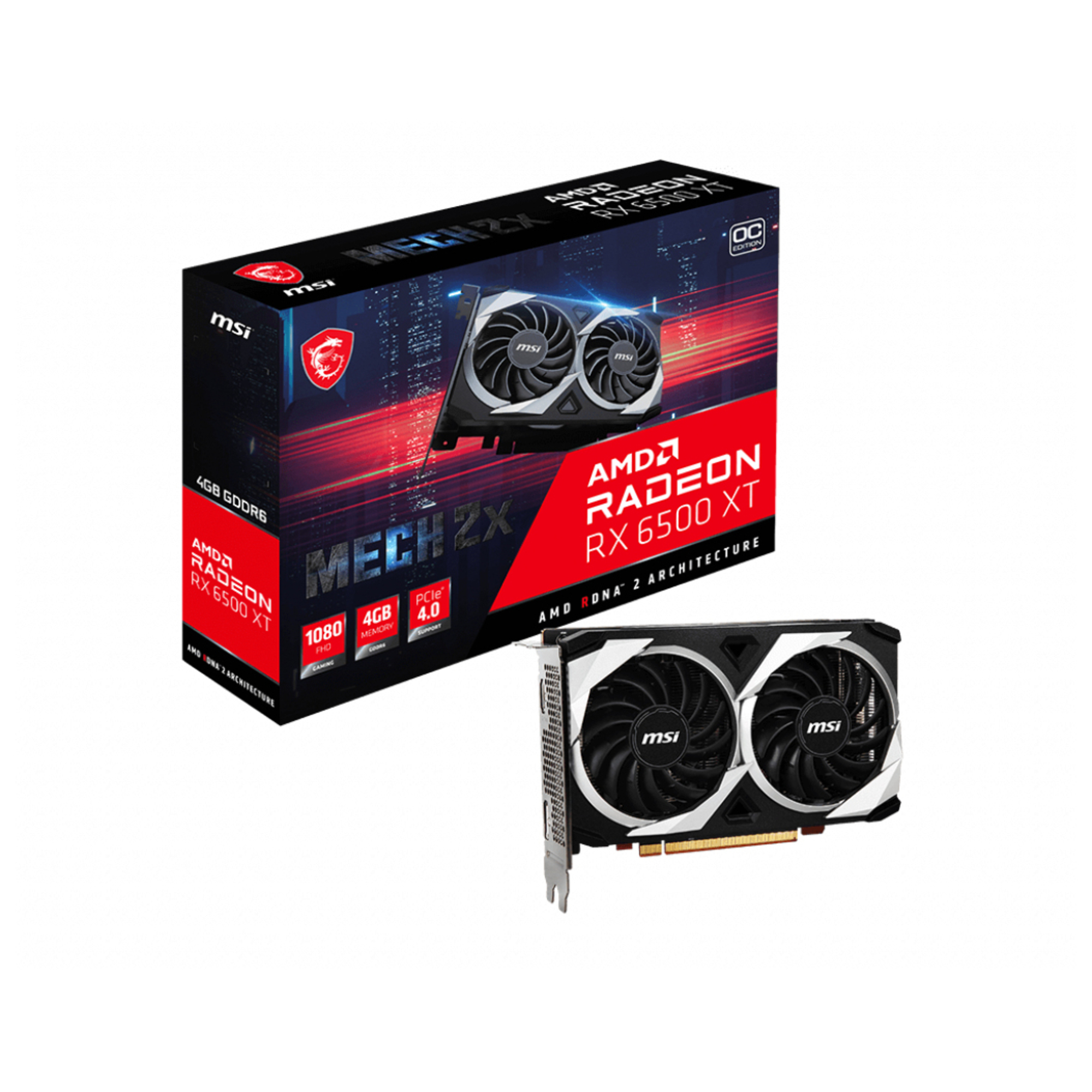Scheda grafica MSI MECH RADEON RX 6500 XT 2X 4G OC AMD 4GB GDDR6 - nuovo