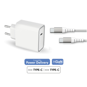 Caricatore domestico Power Delivery da 25W + cavo USB C/USB C rinforzato Garanzia a vita Bianco Force Power Lite – nuovo