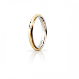 Fede Nuziale UNOAERRE Andromeda Slim con diamante 3mm Oro giallo bianco Brillanti Promesse