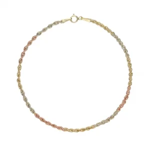 Bracciale Fune Corda Oro Bianco Giallo Rosa 18 KT