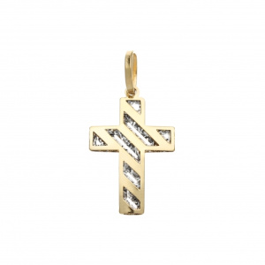 Ciondolo Croce Oro Giallo Bianco GL101557
