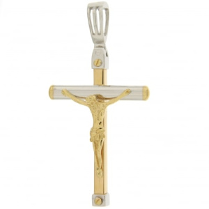 Ciondolo Croce Uomo Oro Bianco Giallo GL101708