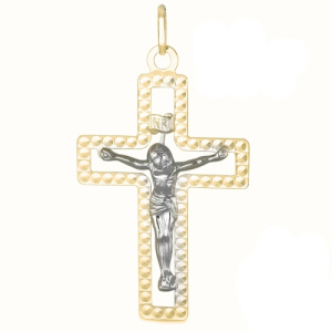 Ciondolo Croce Oro Bianco Giallo GL101814