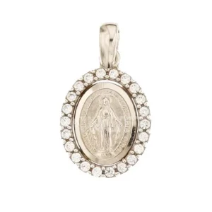 Ciondolo Madonna Miracolosa oro bianco 803321714804