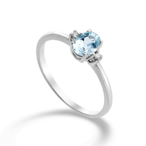Anello Donna Mikiko Oro Bianco Acquamarina Diamanti