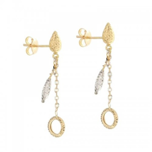 Orecchini Lunghi Donna in Oro Bianco e Giallo 803321724321